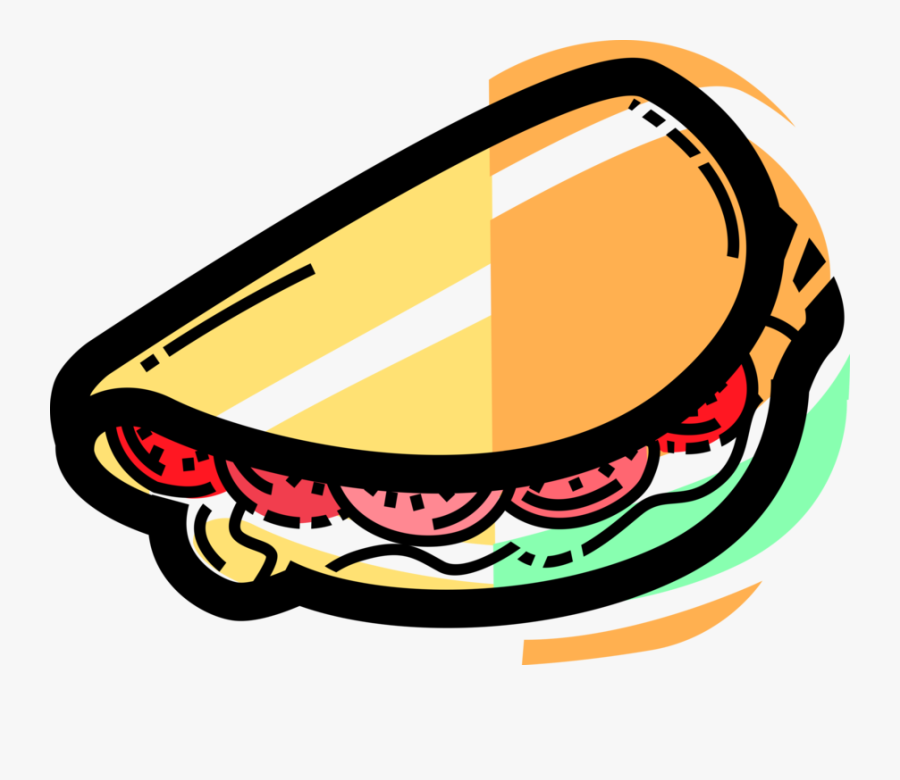 Vector Illustration Of Sandwich Sliced Cheese Or Meat - Pita Clipart, Transparent Clipart