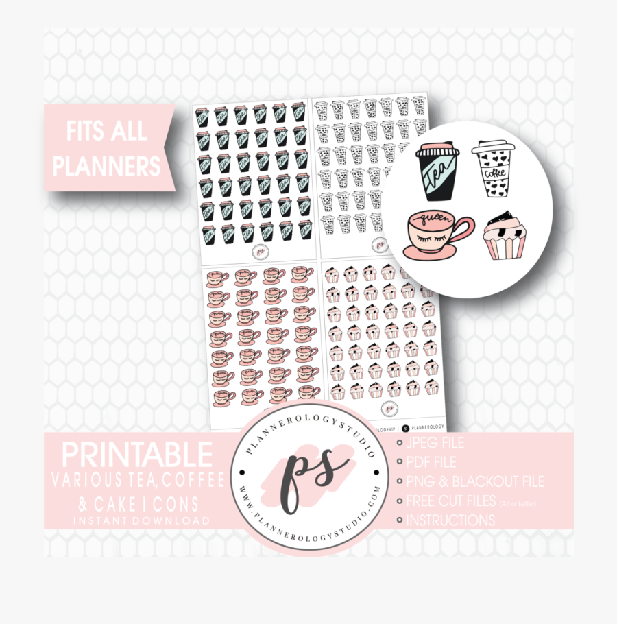 Transparent Planner Clipart - Free Planner Printable Stickers Coffee, Transparent Clipart