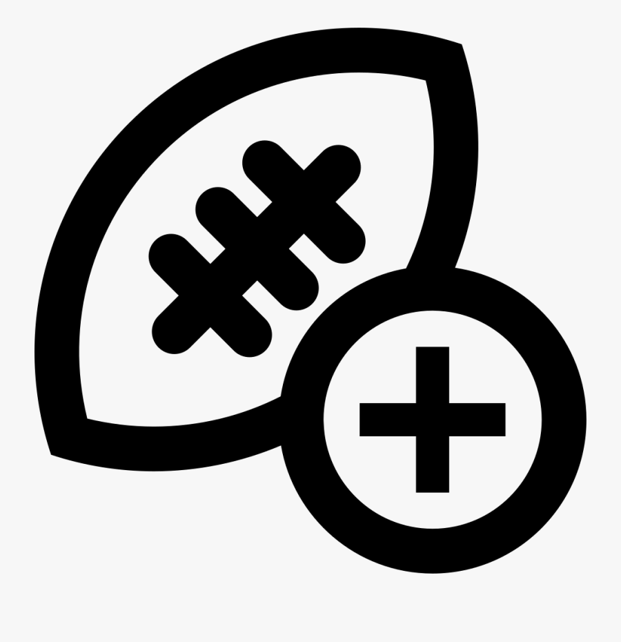 Rugby Ball With Plus Sign For Add Button Comments Clipart - Rugby Ball, Transparent Clipart