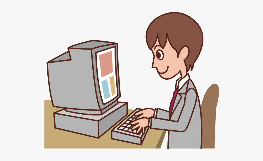 Male Pc User - Computer User Cartoon, Transparent Clipart