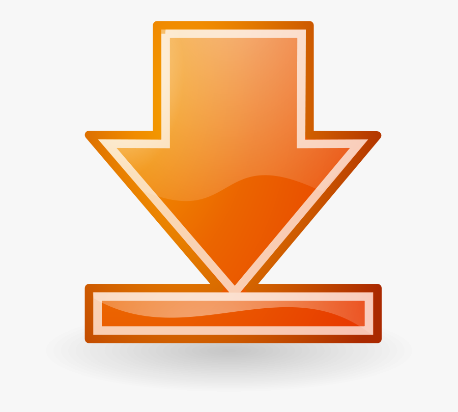 Go Bottom Orange Button Tango Style - Down Red Arrow Png, Transparent Clipart