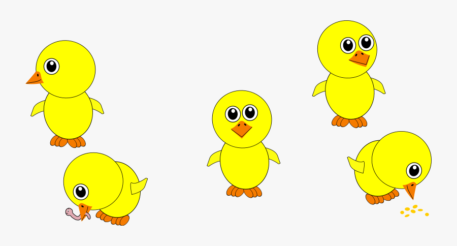Free Vector Funny Chicks Eating And In Multiple Positions - Vector Con Gà Con, Transparent Clipart