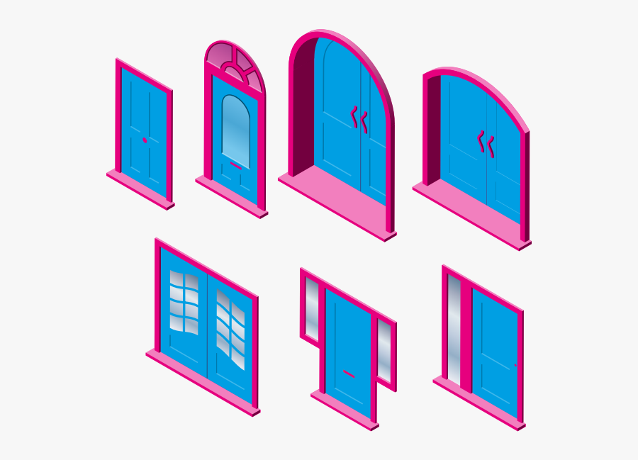 Blue Doors And Windows - Clip Art, Transparent Clipart