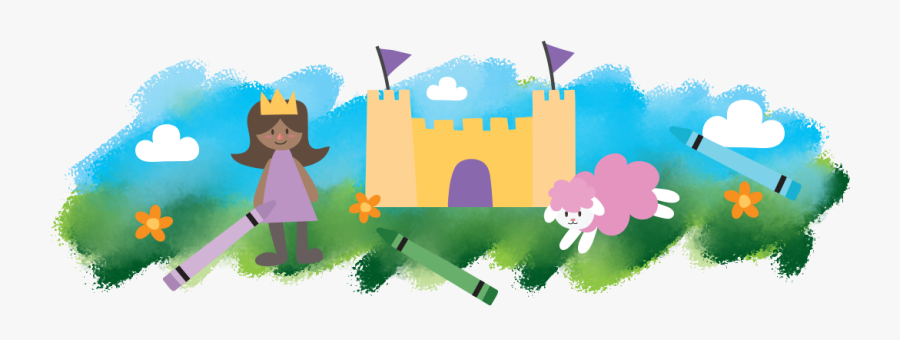 Fairy Tale Setting With A Princess And Castle - Illustration, Transparent Clipart