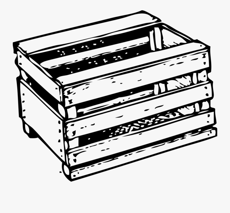 Black And White,monochrome,line - Drawing Of A Crate, Transparent Clipart