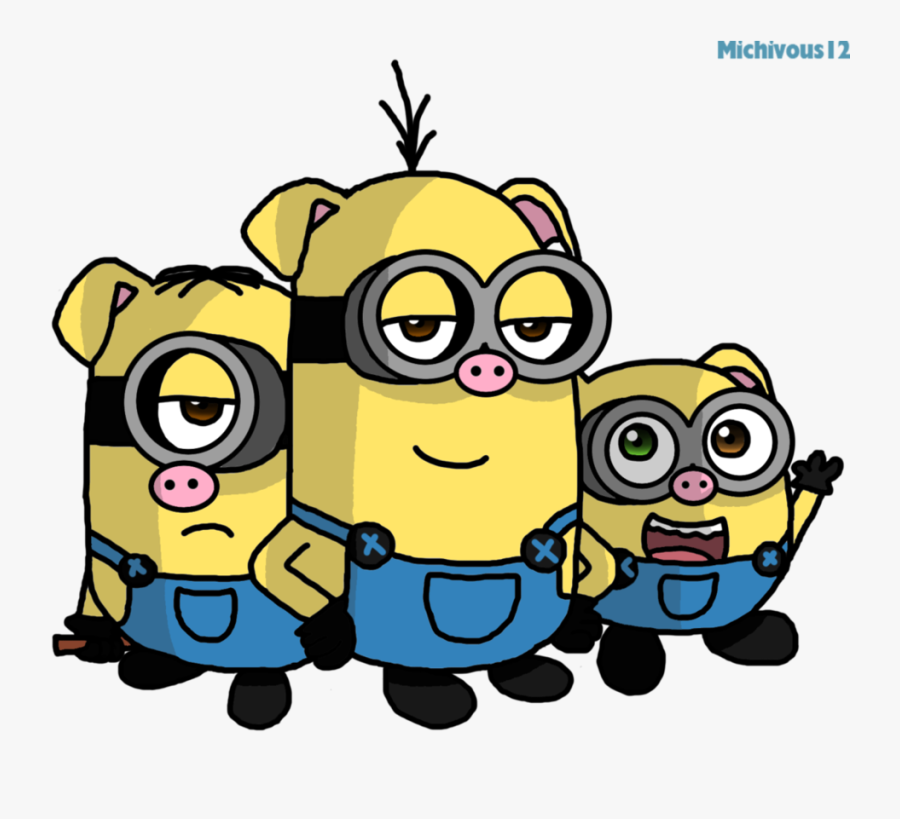 3 Little Pigs Minions, Transparent Clipart