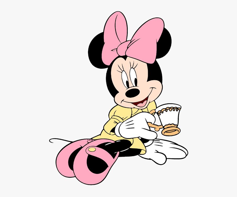 Minnie Mouse Having Tea, Transparent Clipart