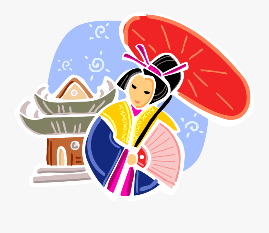Vector Illustration Of Japan Geisha In Traditional, Transparent Clipart