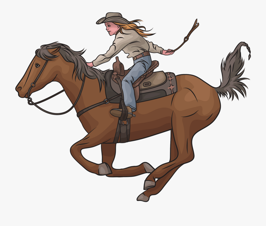 Clip Art Cowgirl Riding Horse, Transparent Clipart