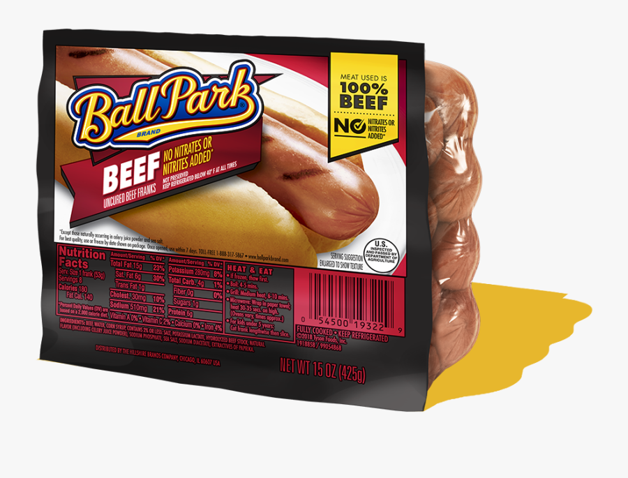 Ball Park Beef Hot Dogs - Ball Park Beef Franks, Transparent Clipart