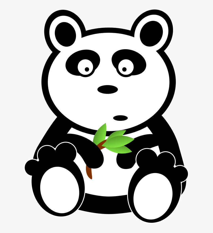 Panda With Bamboo Leaves Svg Clip Arts - Clipart Black And White Panda, Transparent Clipart