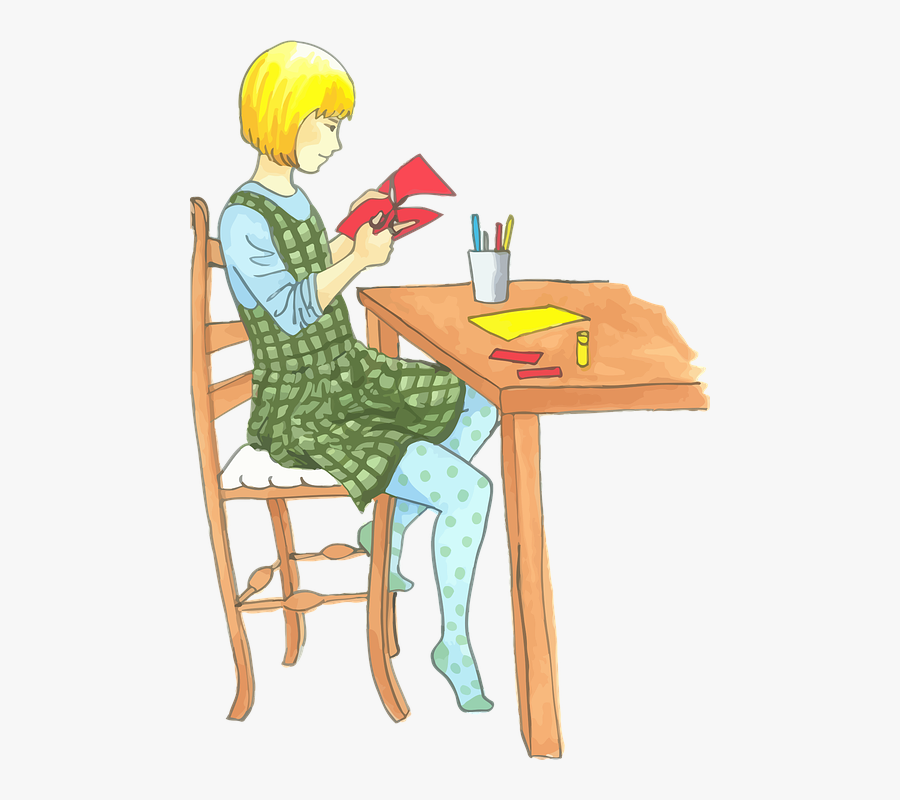 Blonde Child Crafts - Girl Doing Art Clipart, Transparent Clipart