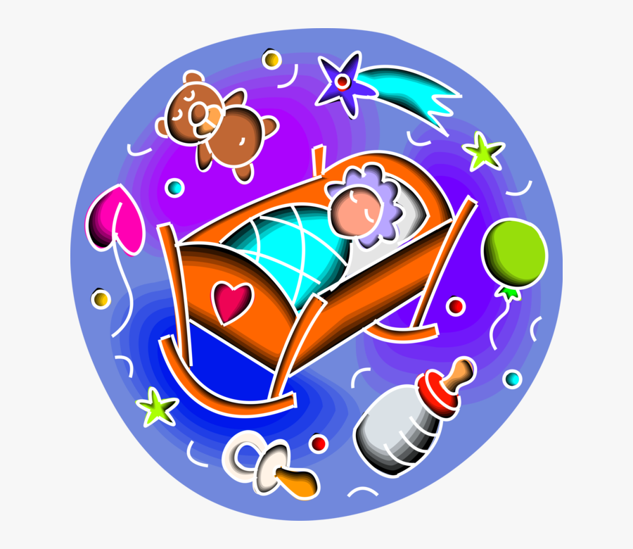 Vector Illustration Of Newborn Infant Baby In Rocking - Circle, Transparent Clipart