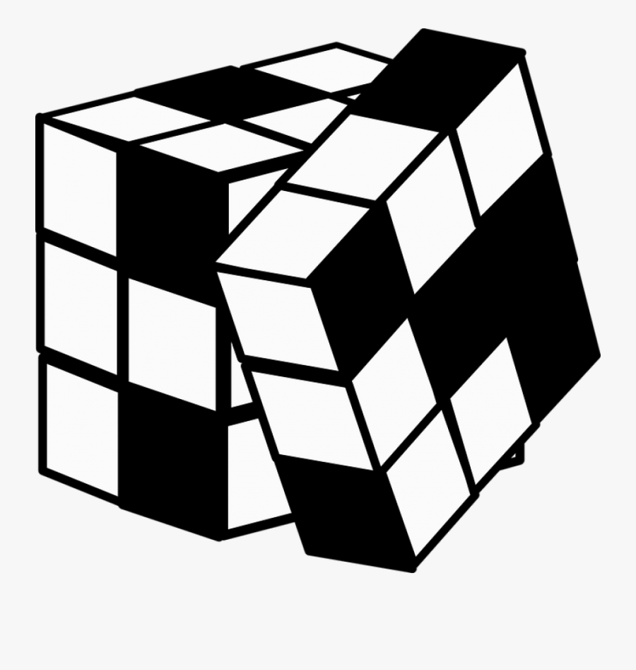 Rubix Cube In Black And White Png Image - Rubix Cube Black And White, Transparent Clipart