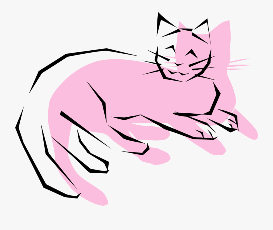 Pink,line Art,drawing - Pink Cat Png, Transparent Clipart