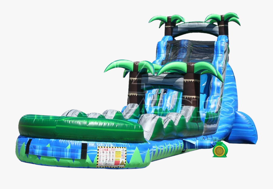 The Blue Crush Inflatable Water Slide And Palms Slip - Water Slide, Transparent Clipart