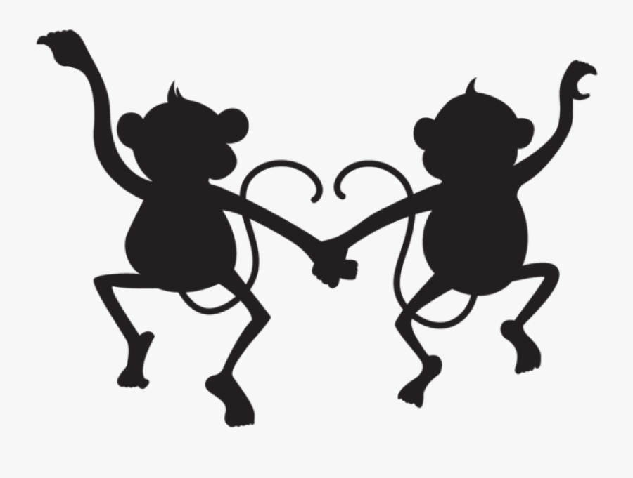 Cute Monkeys Silhouette Png Clipart , Png Download - Monkeys Silhouette, Transparent Clipart