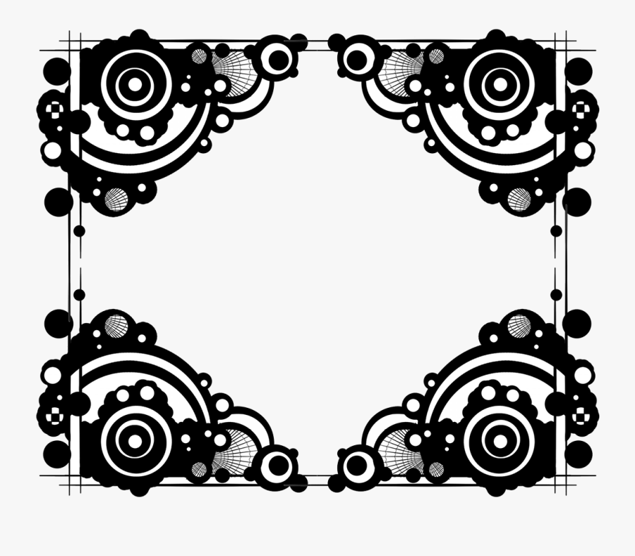 Frame Black White Circles - Corner Design White Circles, Transparent Clipart