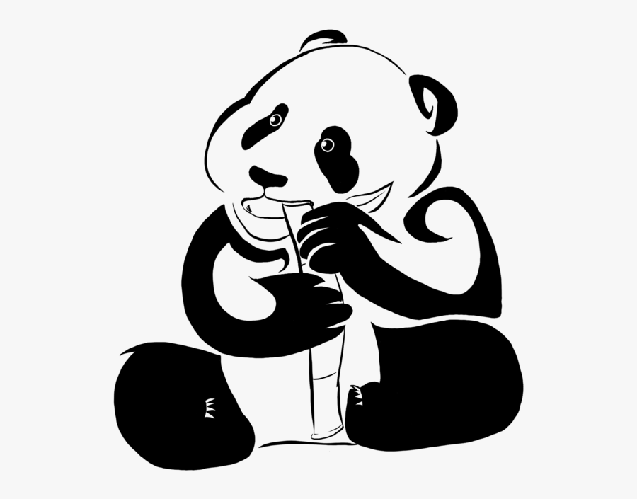 Sweet Tribal Panda Eating Bamboo Tattoo Design - Panda Tribal, Transparent Clipart