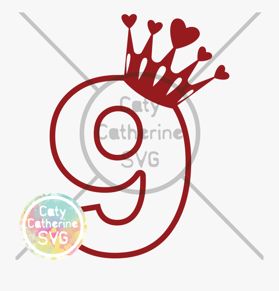 Jpg Library Download Nine Years Old Heart Crown Cut - Princess Crown Birthday Svg, Transparent Clipart
