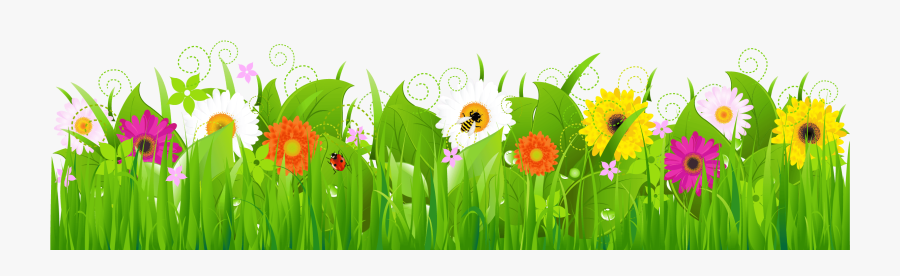 Grass With Flower Clipart - Grass With Flowers Png, Transparent Clipart