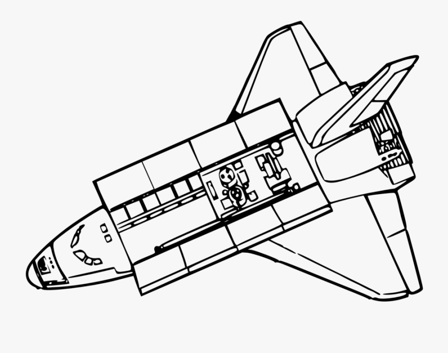 Space Shuttle Line Art, Transparent Clipart