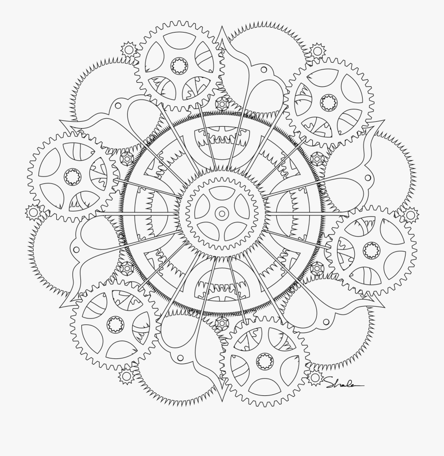 Gear Clipart Printable - Steampunk Free Coloring Pages, Transparent Clipart