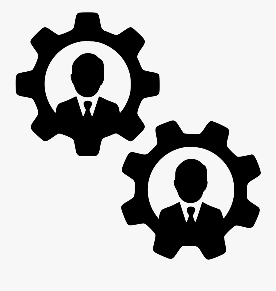 Settings Users Men Teamwork Cogs Gears - Gear With User Icon, Transparent Clipart