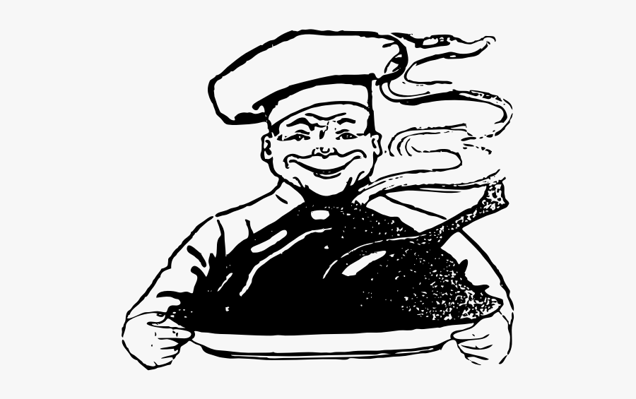 Chef With Turkey Vector Illustration - Chef Mostrando Comida Png Vector, Transparent Clipart