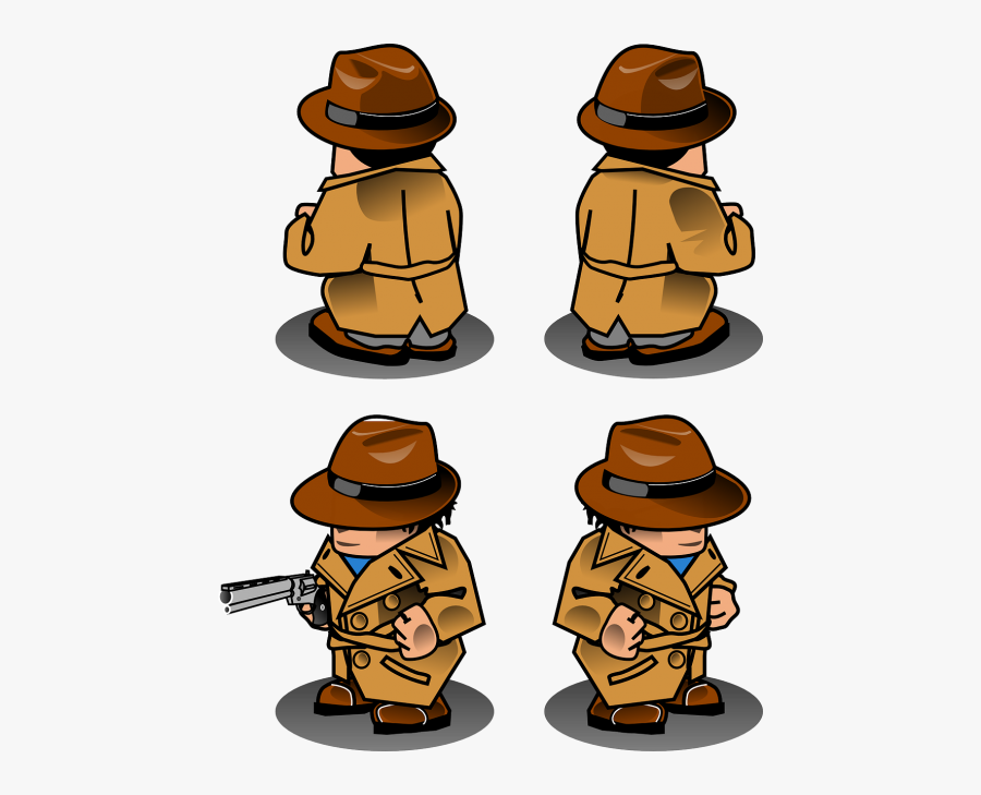 Detective Gun Man - Detective Sprite, Transparent Clipart