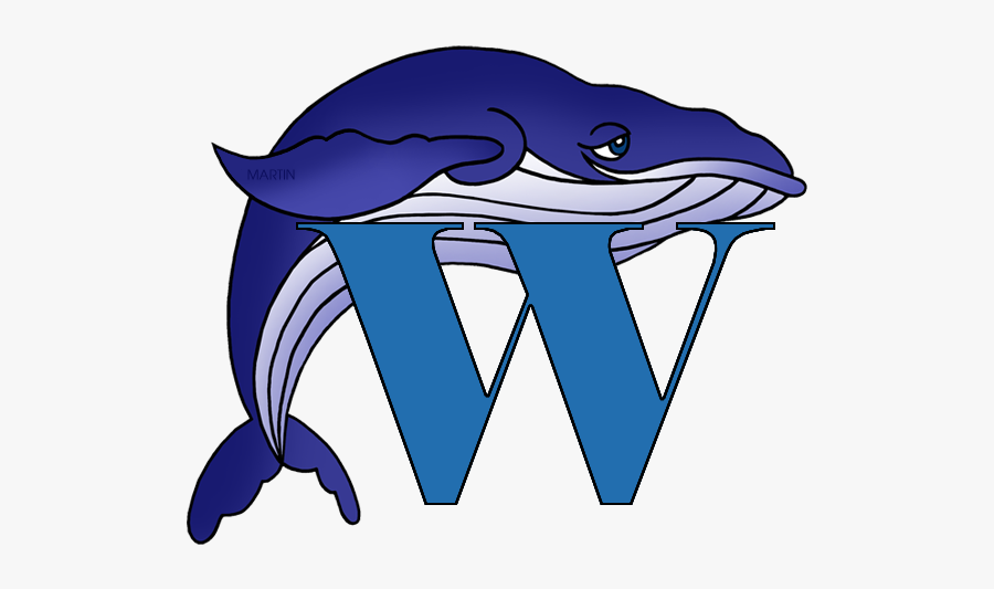 Free Alphabet Clip Art By Phillip Martin, Letter W - Common Bottlenose Dolphin, Transparent Clipart