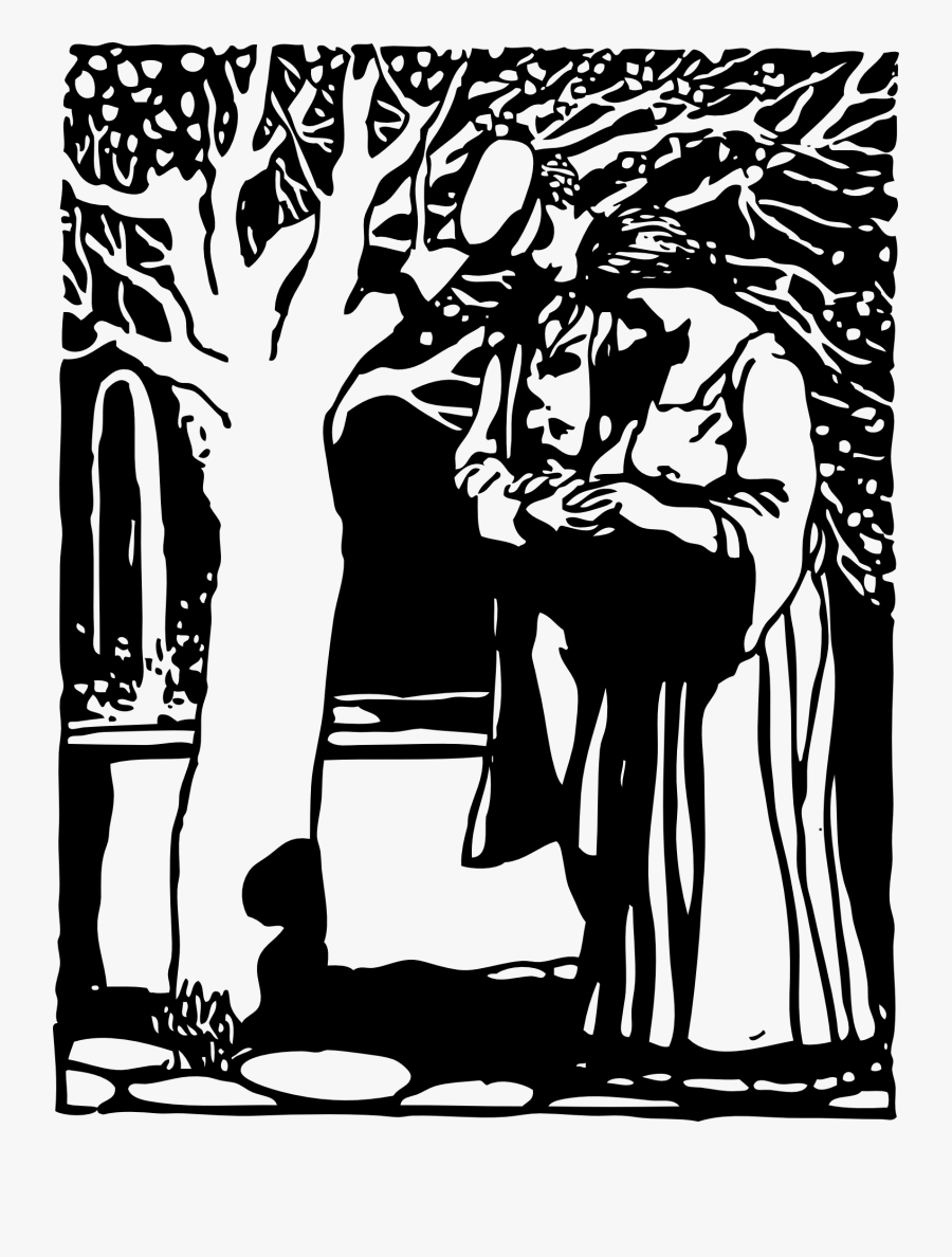 Silhouette Outline Of Couple, Transparent Clipart