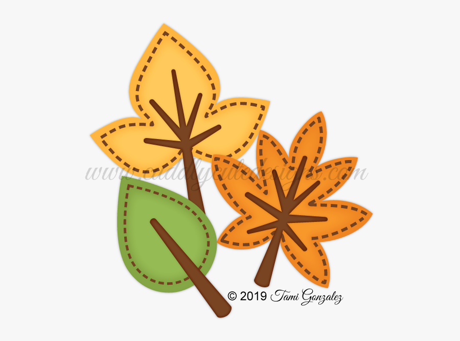 Stitched Leaves, Transparent Clipart