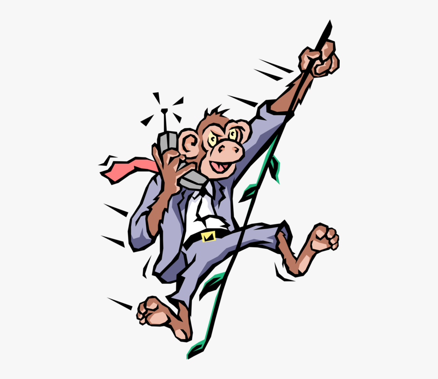 Vector Illustration Of Primate Monkey Businessman Swings, Transparent Clipart