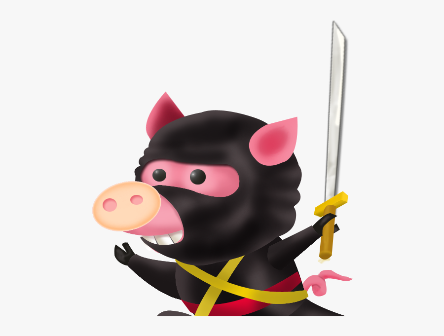Ninja Pig Ninja Pig Pink Black Character Concept Photoshop - Ninja Pig Gif, Transparent Clipart