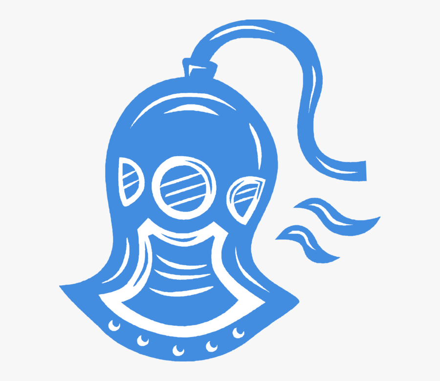 Vector Illustration Of Deep Sea Diving Helmet For Surface - Underwater Diving, Transparent Clipart