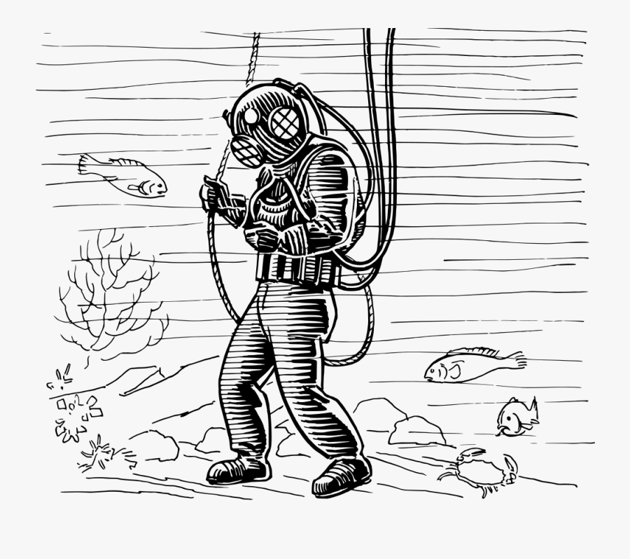 Diver - Drawing For Scuba Diving, Transparent Clipart