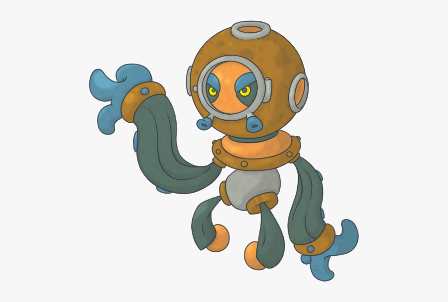 Deep Diving Octopus By - Deep Sea Diver Fakemon, Transparent Clipart