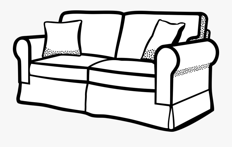Couch Furniture Sofa - Sofa Black And White, Transparent Clipart