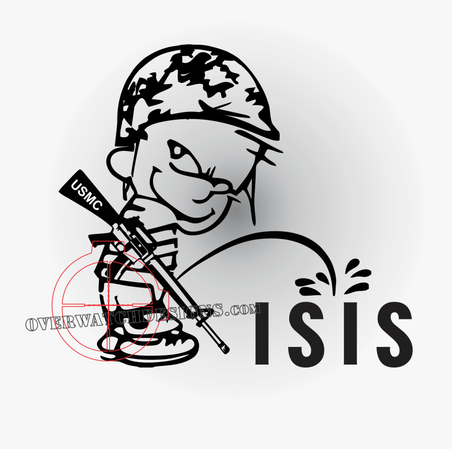 Transparent Usmc Clipart - Calvin Peeing Sticker, Transparent Clipart