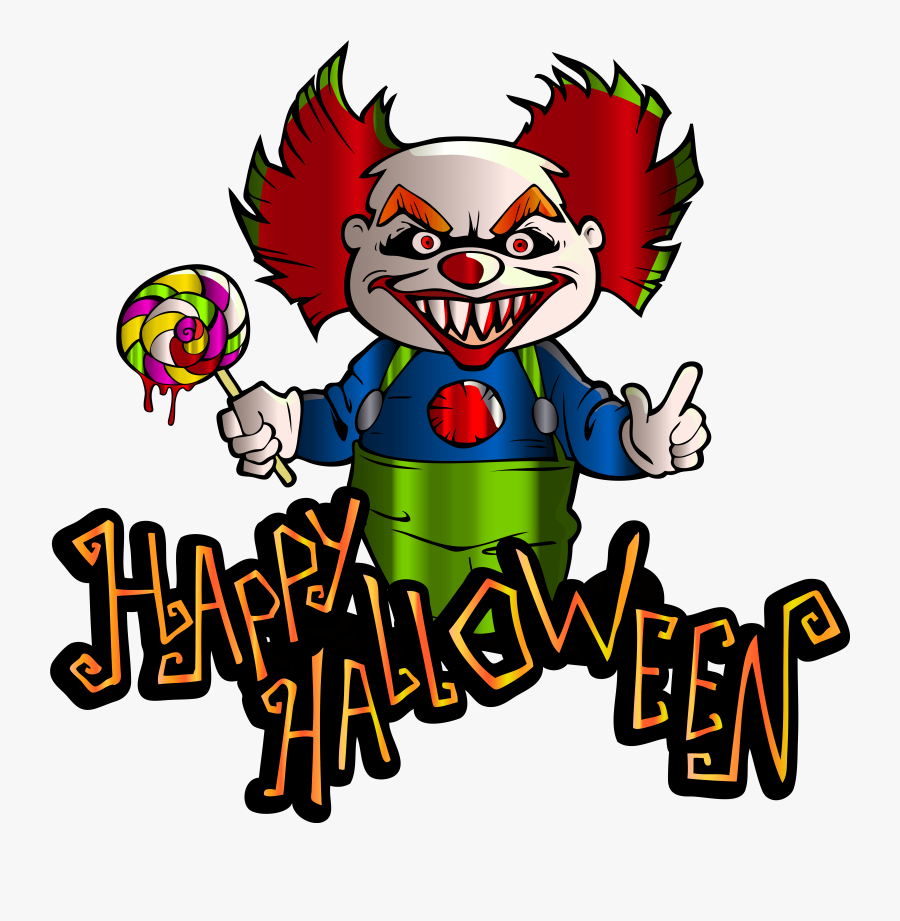 Happy Halloween With Clown Png Clipart Image - Happy Halloween Clipart, Transparent Clipart
