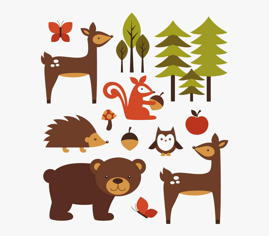 Animal Forest Illustration - Forest Animals Illustration Free Png, Transparent Clipart