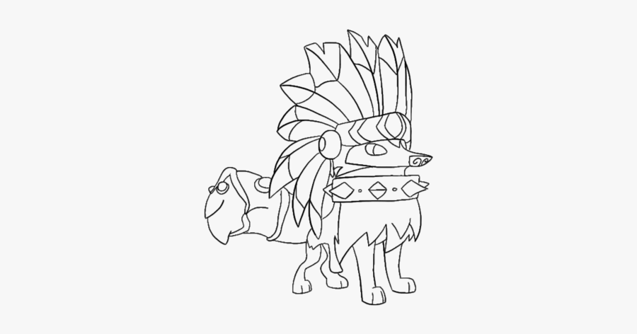 Collection Of Animal - Animaljam Wolf With Headdress Drawing, Transparent Clipart
