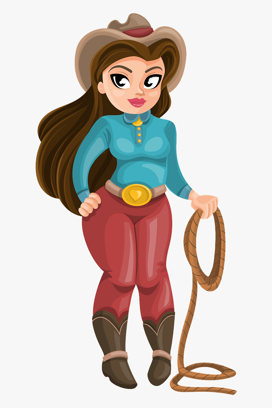 Cowboy Cartoon Woman, Transparent Clipart