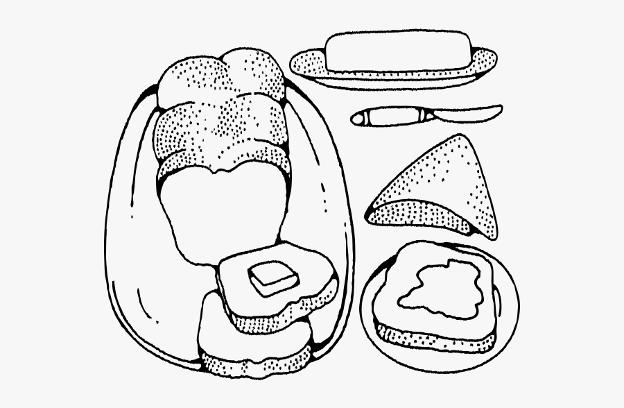 Bread And Butter Vector Drawing - Bread And Butter Clipart Black And White, Transparent Clipart