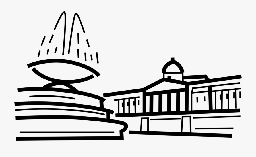 Vector Illustration Of Trafalgar Fountain And National, Transparent Clipart