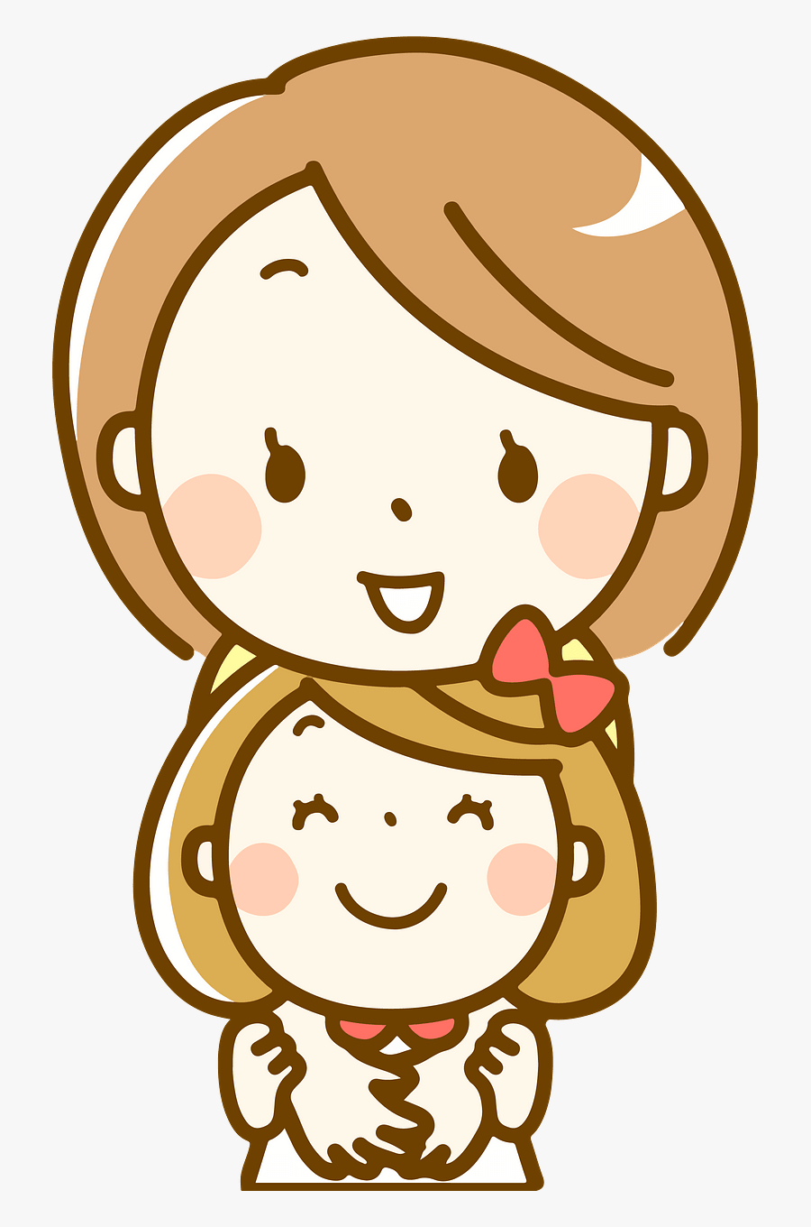 Mother And Daughter Cartoon Drawing, Transparent Clipart
