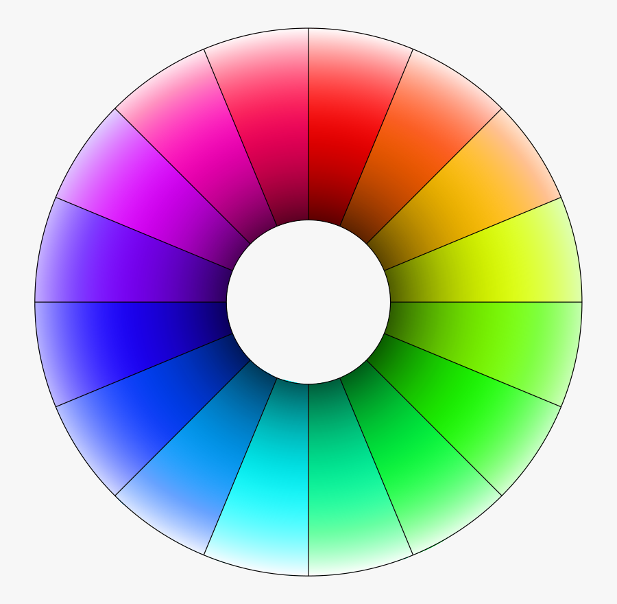 Hue Color Wheel With Lightness Gradient - Color Wheel 16 Colors, Transparent Clipart