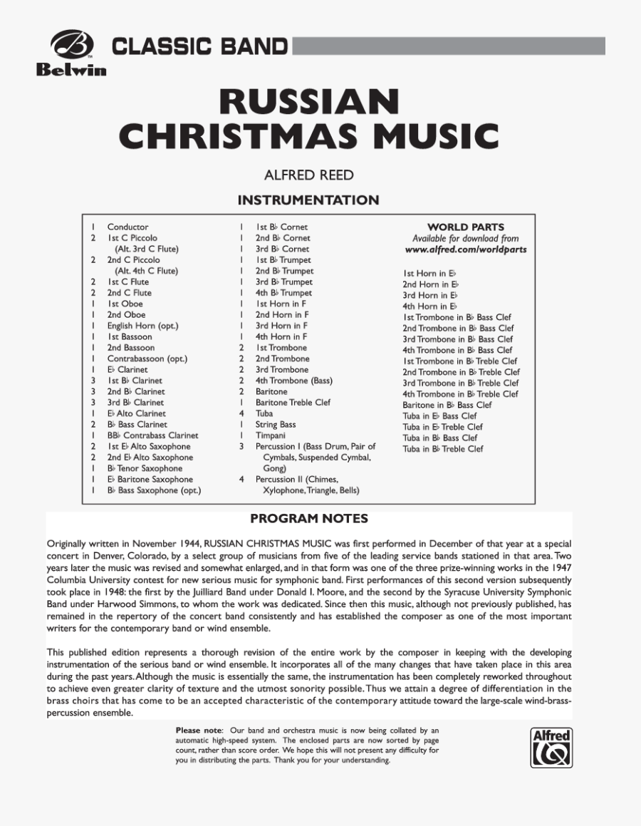 Click To Expand Russian Christmas Music Thumbnail Nobles - Russian Christmas Music Score, Transparent Clipart