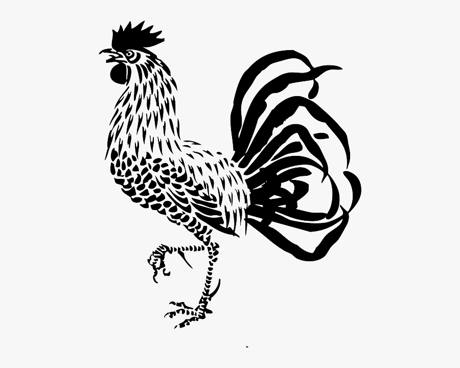 Rooster Clipart Black And White Free, Transparent Clipart